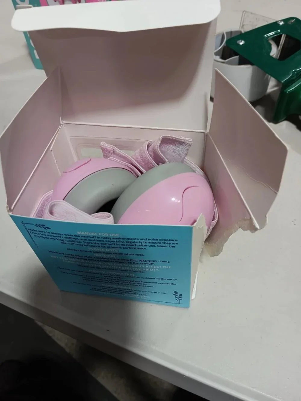 Pink Baby Earmuffs Adjustable Headband ABS Cups Soft Cushions Infant Toddler